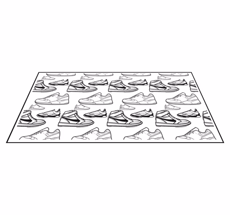 Sneaker omtrekpatroon vinyl tapijt tiener - TenStickers