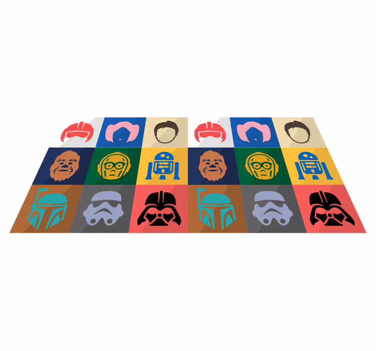 Gezichten van filmpersonages vinyl tapijt tiener - TenStickers