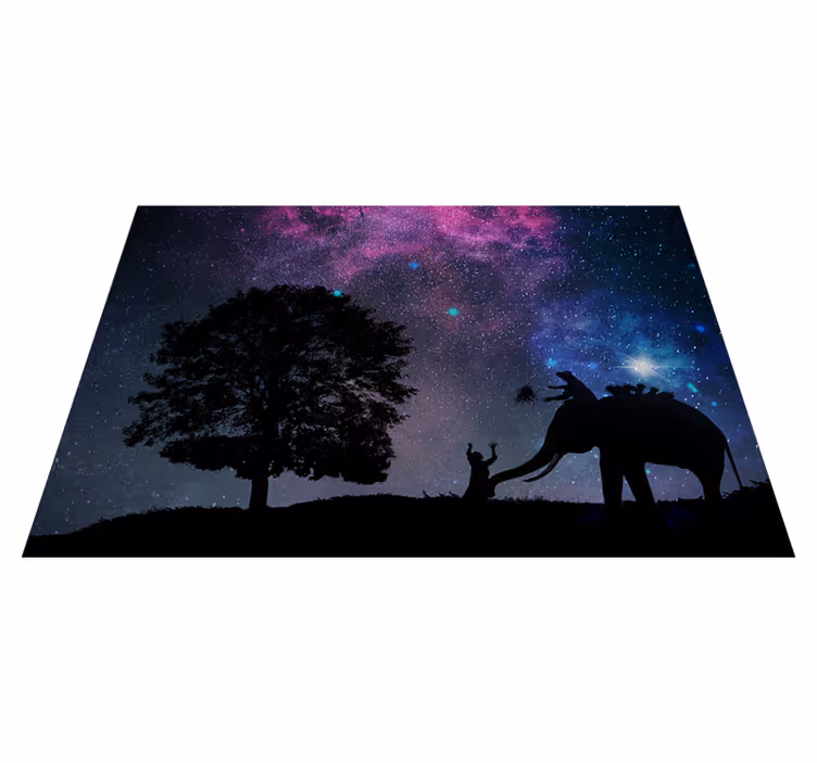 Kosmisch olifantenavontuur dieren vinyl tapijt - TenStickers