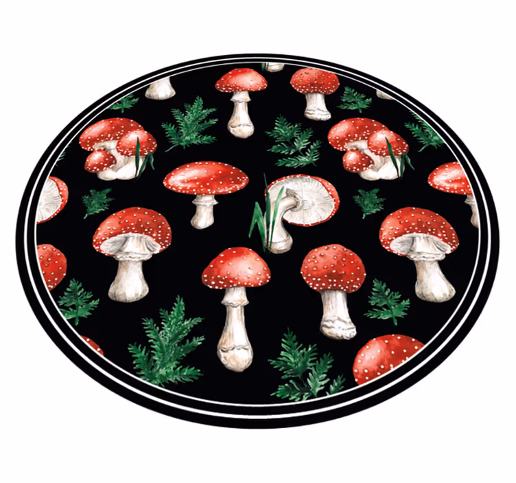 Paddenstoelenbosmotief vinyl tapijt natuur - TenStickers