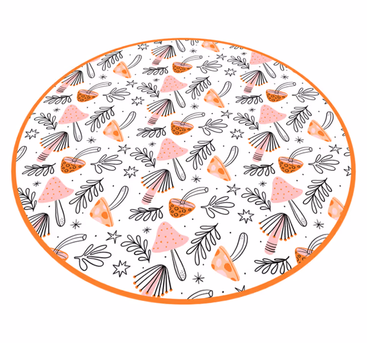 Noords paddenstoelenmotief vinyl tapijt bloemen en planten - TenStickers