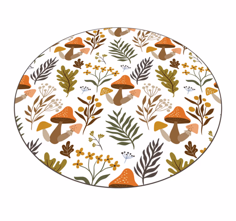 Heerlijk paddenstoelenmotief vinyl tapijt bloemen en planten - TenStickers