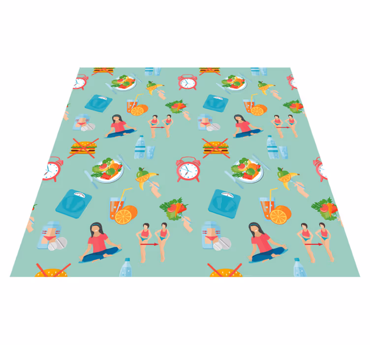 Gezonde levensstijl iconen vinyl tapijt voor meer kinderen - TenStickers