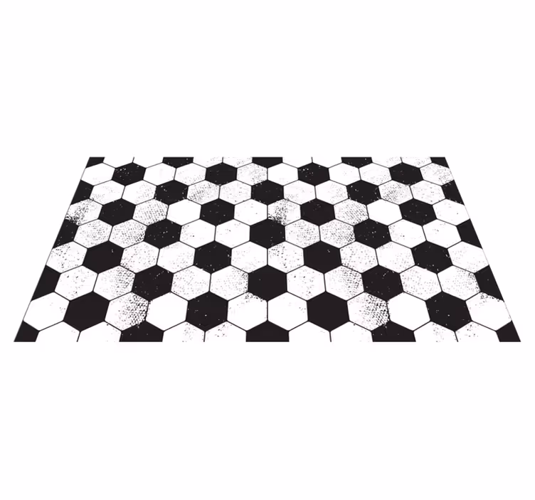 Zwart-wit zeshoekig vinyl tapijt geometrisch - TenStickers