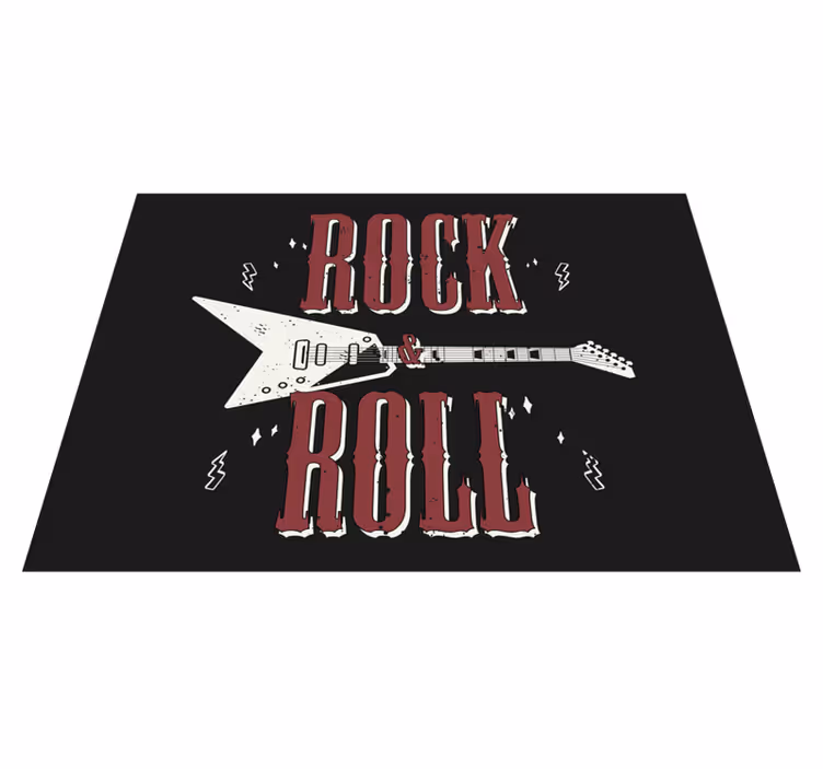 Rock n' roll met gitaardesign slaapkamertapijt - TenStickers
