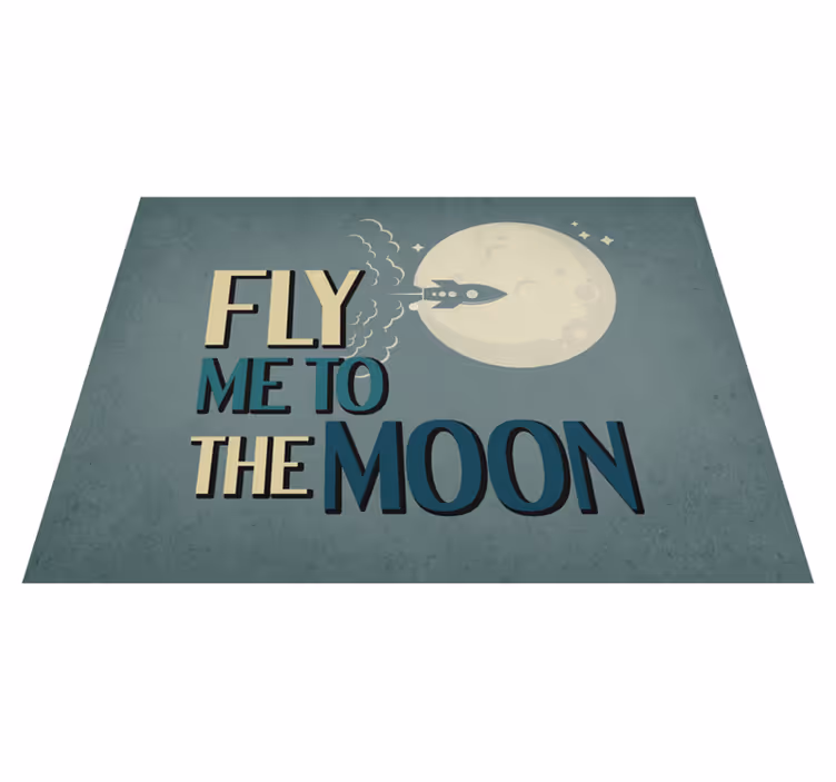 Raket naar de maan vinyl tapijt minimalistisch - TenStickers