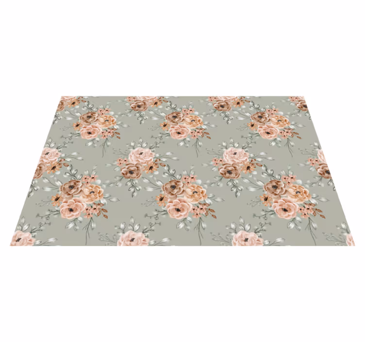 Vinyl tapijt bloemen en planten vintage rozen op mintgroen - TenStickers