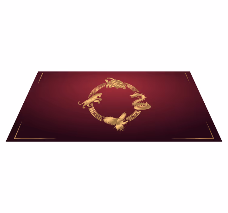 Gouden dierenriemcirkel etnisch vinyl tapijt - TenStickers