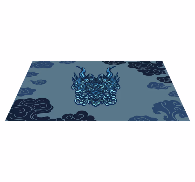 Grijs drakenmotief etnisch vinyl tapijt - TenStickers