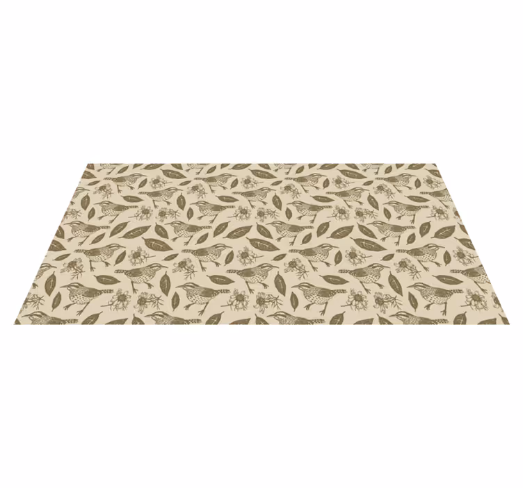 Charmant vogelmotief vinyl tapijt natuur - TenStickers