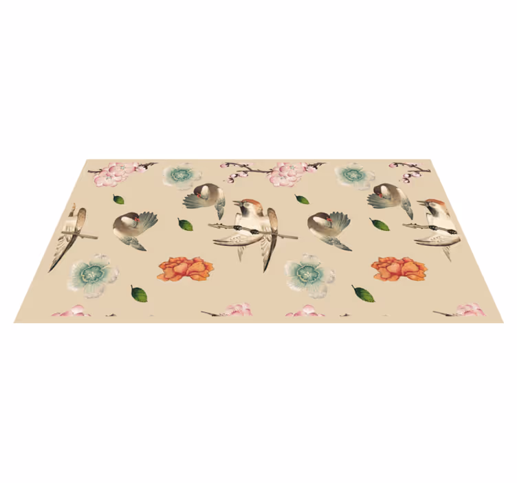 Vogels en bloemen dieren vinyl tapijt - TenStickers