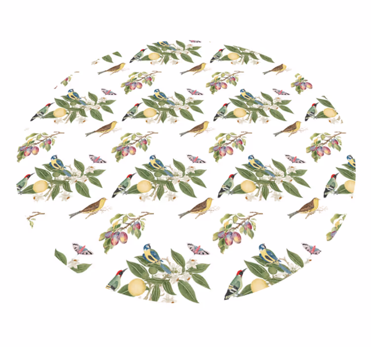 Kleurrijke vogelpatronen vinyl vloerkleed rond - TenStickers