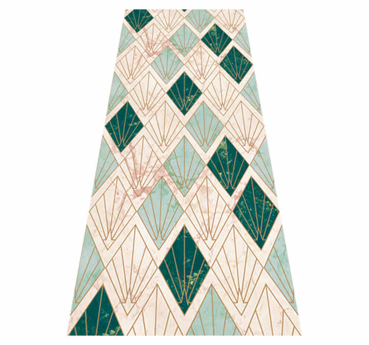 Vinyl tapijt badkamer Art deco zeegroen patroon - TenStickers