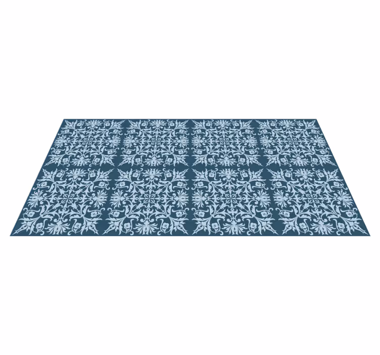 Blauwdruk van een bloemenpatroon vinyl tapijt tegels - TenStickers