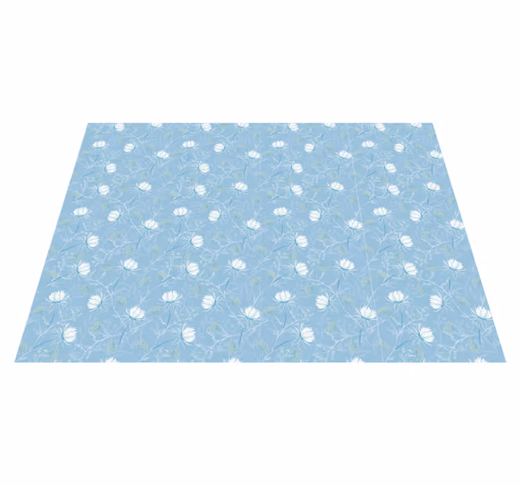 Vinyl tapijt blauw botanisch blad motief - TenStickers