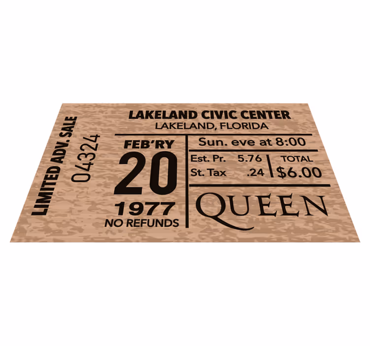 Vinyl tapijt zinnen en teksten concert ticket replica - TenStickers