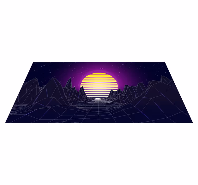 Retro-futuristisch landschap vinyl tapijt modern - TenStickers