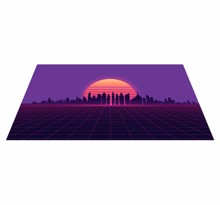 Retro zonsondergangraster vinyl tapijt modern - TenStickers