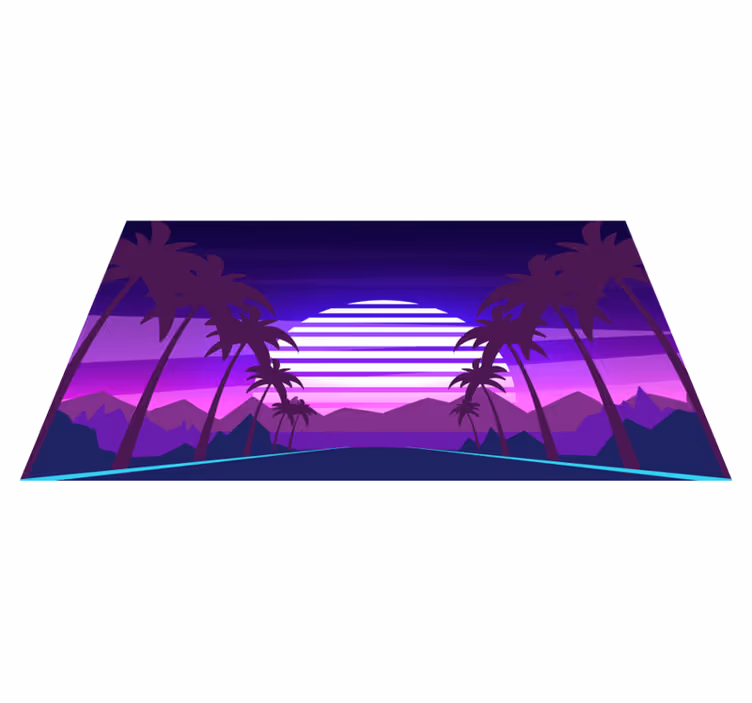 Retro zonsondergang esthetiek vinyl tapijt modern - TenStickers