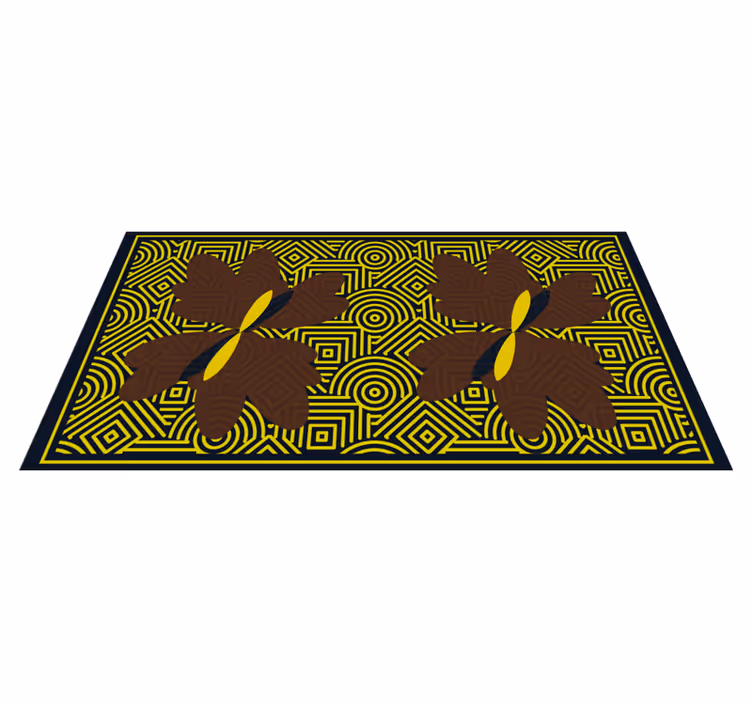 Geometrisch bloemencontrast Geometrische vinyl vloerkleed - TenStickers
