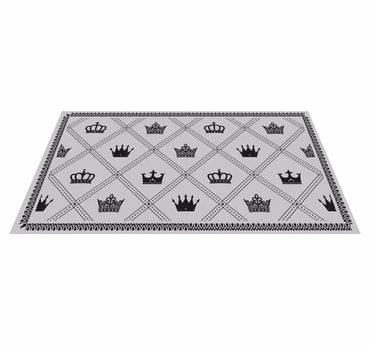 Monochroom kroonpatroon vinyl tapijt grijs - TenStickers