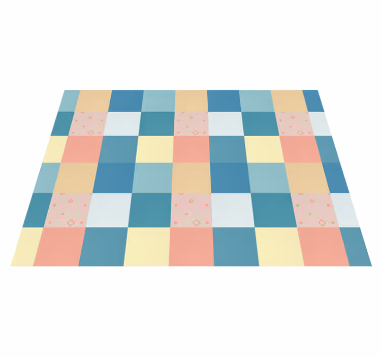 Geometrisch pastelkleurig schaakbord vinyl tapijt - TenStickers