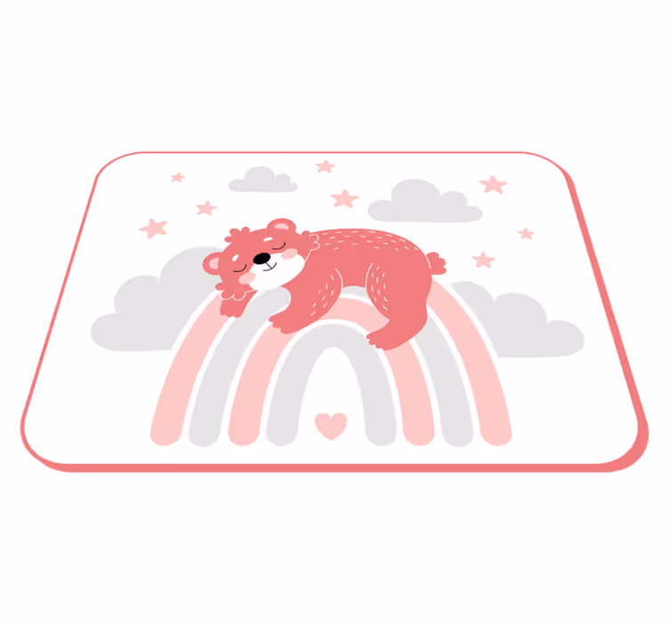 Slaperige beer regenboog vinyl tapijt baby - TenStickers