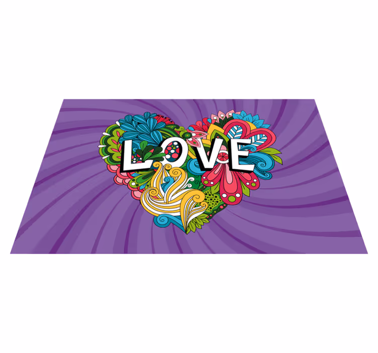 Kleurrijke liefdeillustratie vinyl tapijt zinnen en teksten - TenStickers