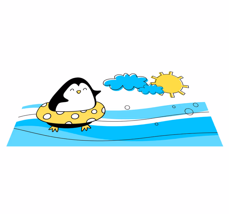 Speelse pinguïnillustratie vinyl tapijt kind - TenStickers