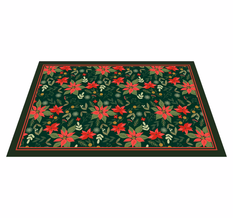 Feestelijk poinsettiapatroon vinyl tapijt kerstmis - TenStickers