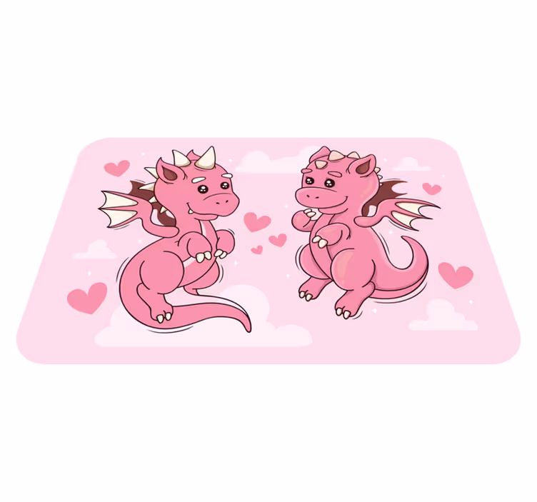 Speels drakenduo vinyl tapijt kind - TenStickers