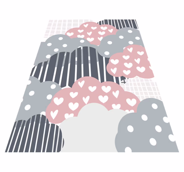 Bewolkt hartenpatroon vinyl tapijt kind - TenStickers