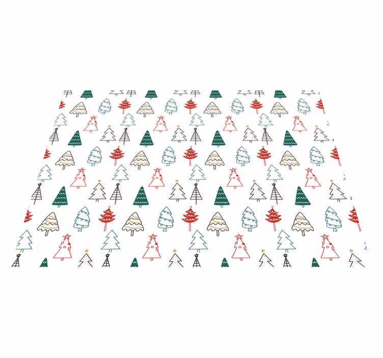 Feestelijk bomenpatroon vinyl tapijt kerstmis - TenStickers