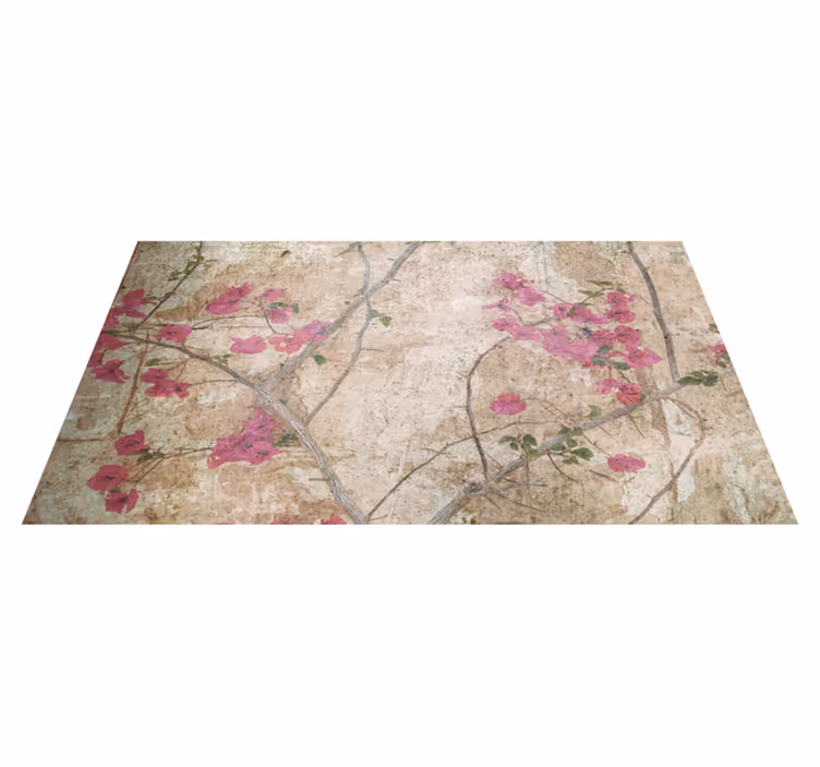 Bloesemtak-overlay vinyl tapijt bloemen en planten - TenStickers