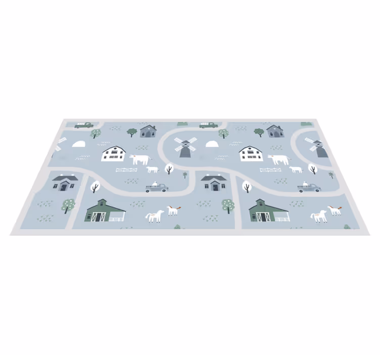 Speels boerderijthema vinyl tapijt kind - TenStickers