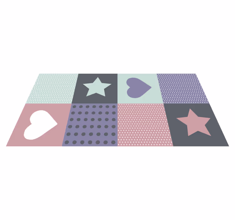 Patchwork hart ster vinyl tapijt kind - TenStickers