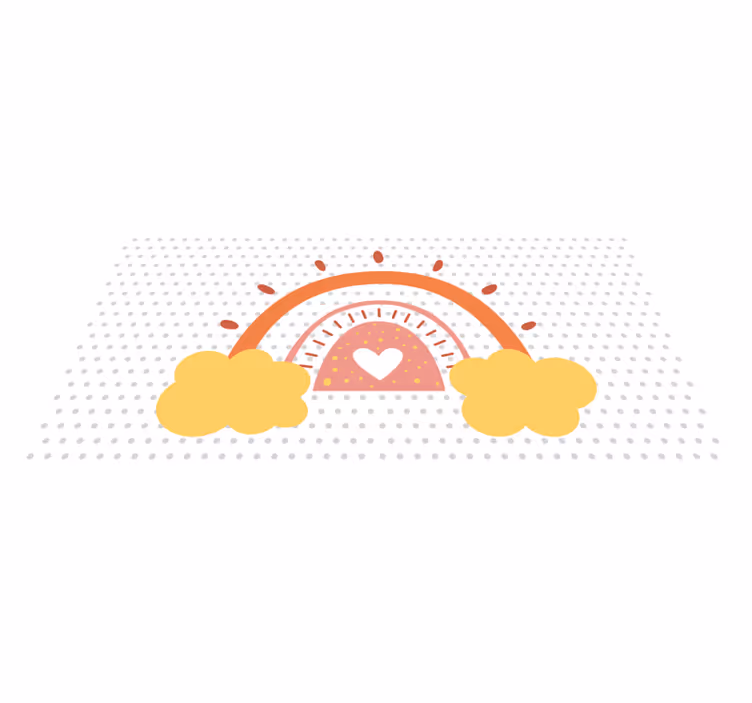 Regenboogwolkenlandschap vinyl tapijt baby - TenStickers