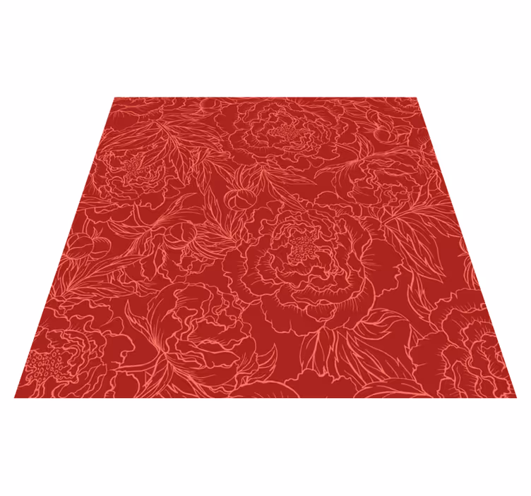 Rood bloemmotief vinyl tapijt bloemen en planten - TenStickers