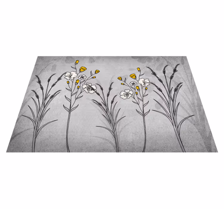 Natuur vinyl tapijt Grijze planten in scandinavische stijl - TenStickers
