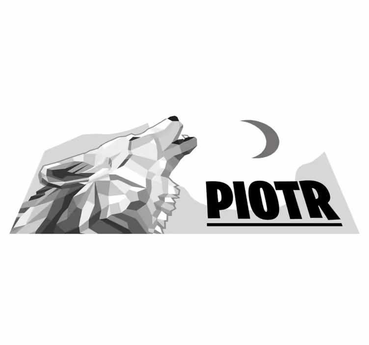 Geometrische wolf vinyl tapijt met naam - TenStickers