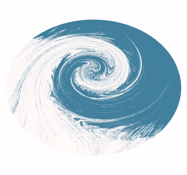 Blauw abstracte golf veeg vinyl vloerkleed rond - TenStickers