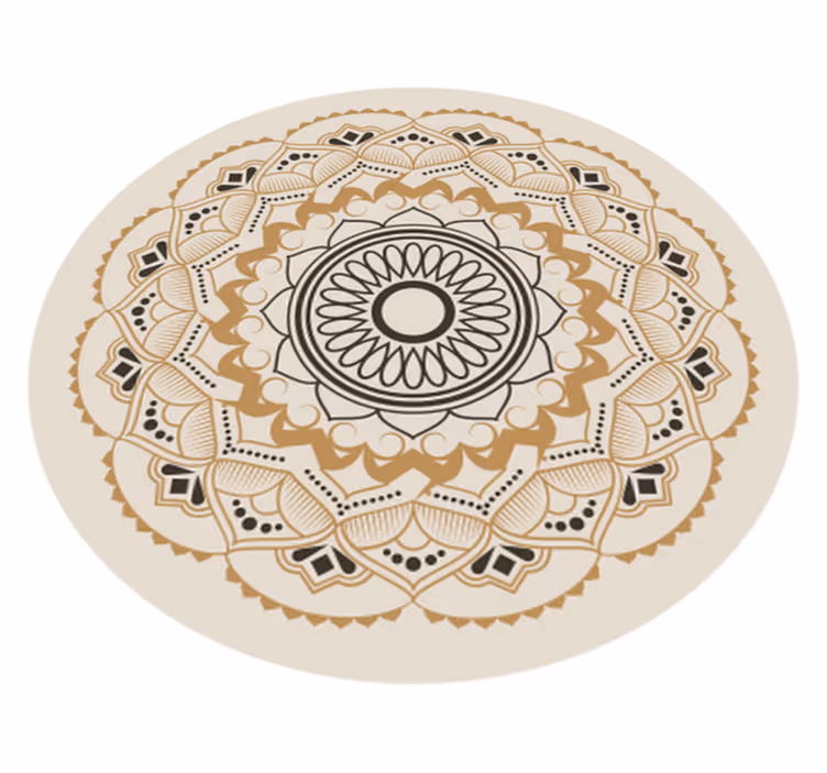 Beige mandala ontwerp vinyl tapijt rond - TenStickers