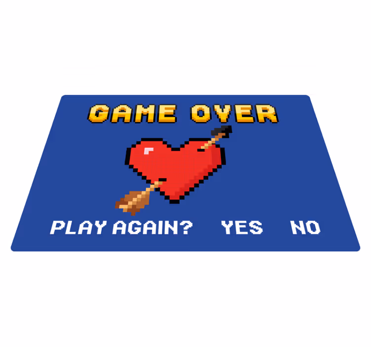 Pixeltjes hart Game Over tekst vinyl tapijt - TenStickers