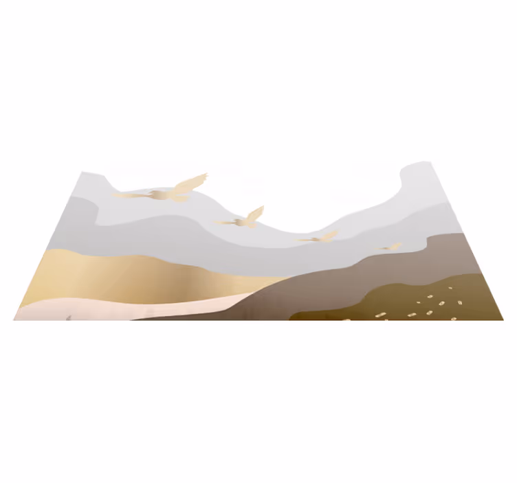 Abstracte bergen met vogels Vinyl vloerbedekking dieren - TenStickers