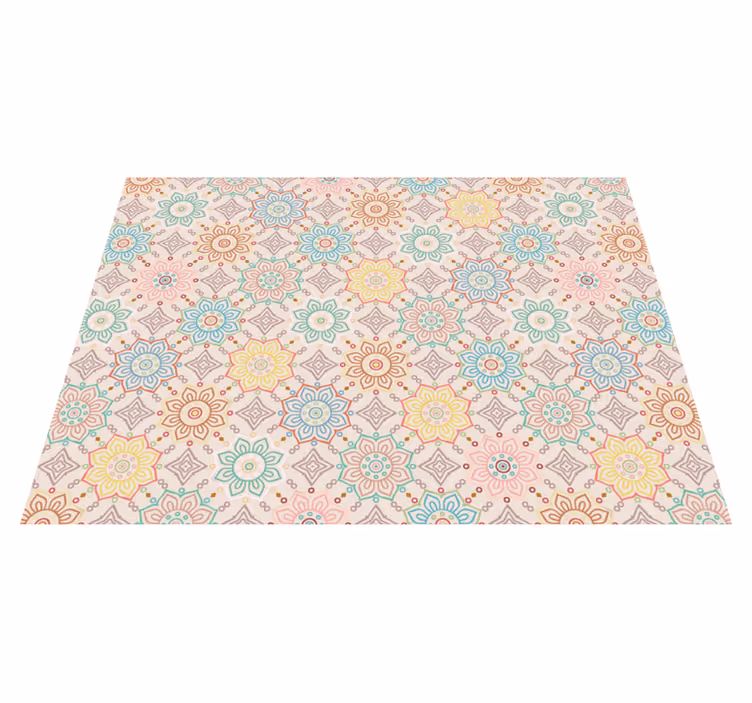 Pastel Mandala Patroon Vinyl tapijt Bloemen en planten - TenStickers