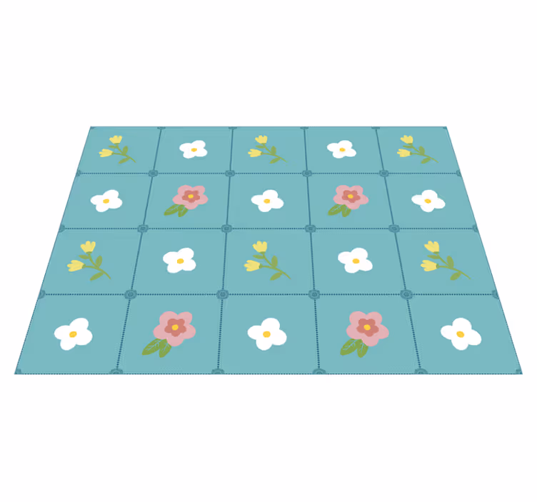Bloemen tegelpatroon Vinyl tapijt Bloemen en planten - TenStickers