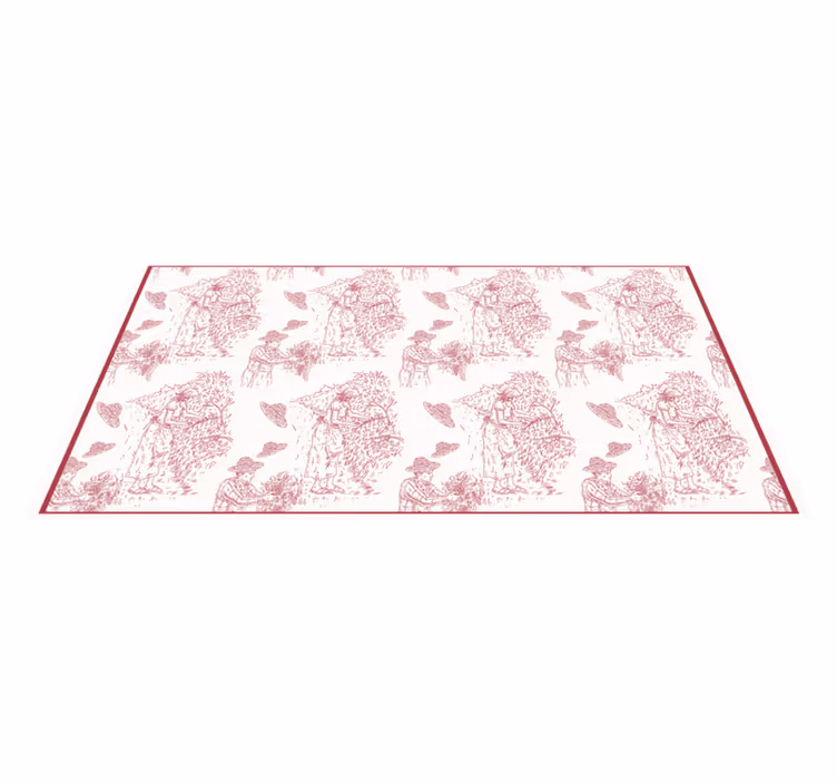 Sketch platteland antiek vinyl tapijt rood - TenStickers