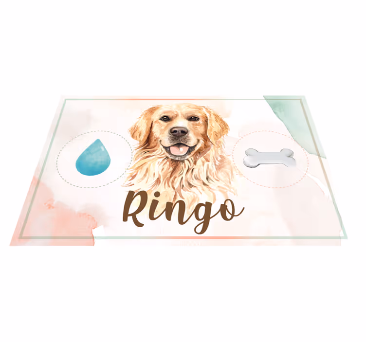 Vinyl vloerkleed golden retriever water en voer - TenStickers