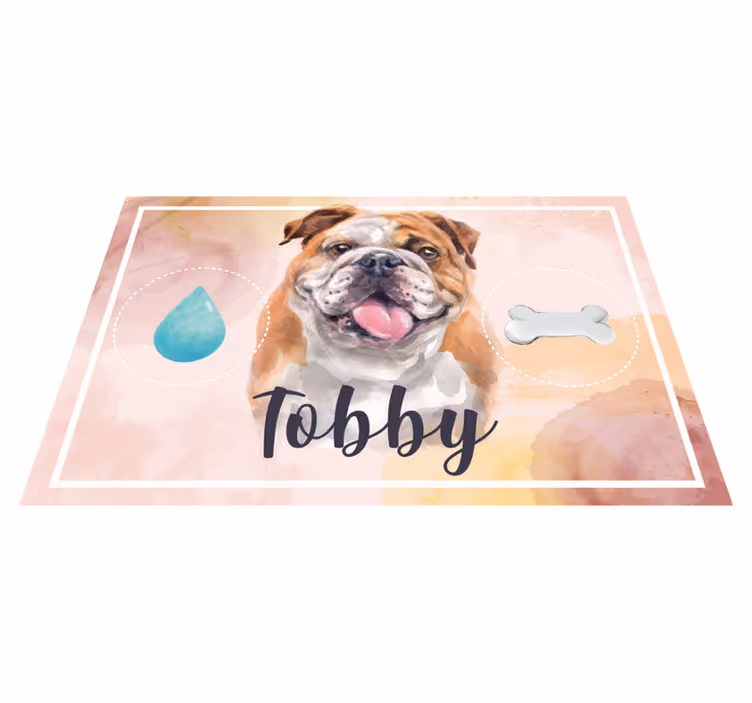 Bulldog water en voer vinyl tapijt - TenStickers