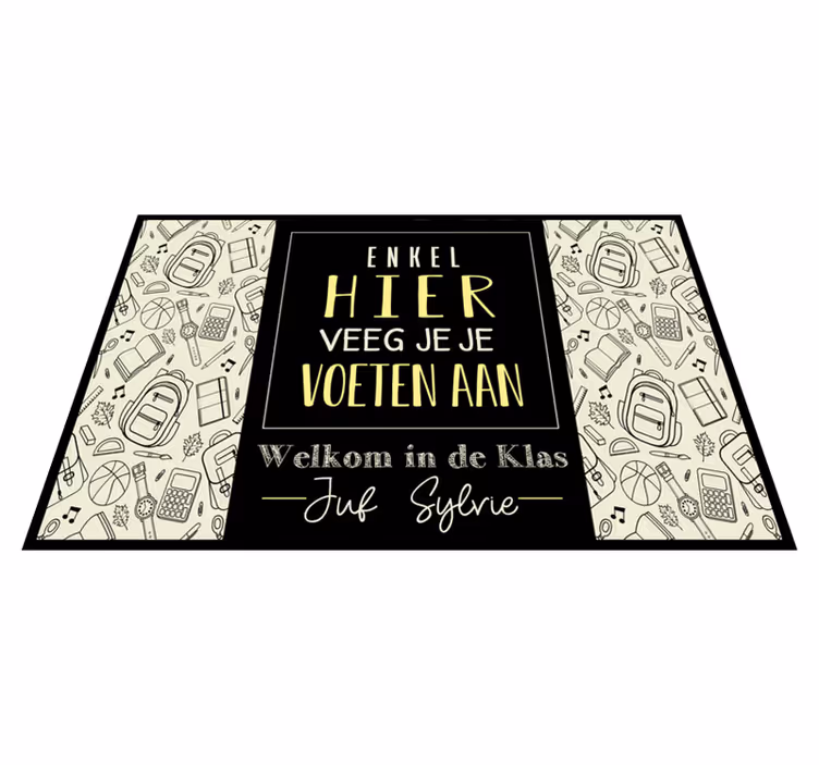 Veeg je voeten vinyl vloerkleed klaslokaal - TenStickers